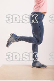 Knee flexing pose blue jeans of Oxana  0007